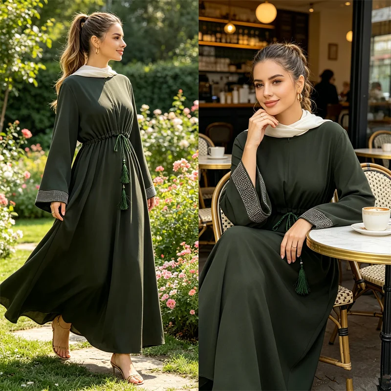 Femme Musulmane Diamonds Abayas for Women Dubai Turkey Kaftan Islam Dress Eid Ramadan Marocain Caftan Muslim Dresses Abaya Robe
Femme Musulmane Diamonds Abayas for Women Dubai Turkey Kaftan Islam Dress Eid Ramadan Marocain Caftan Muslim Dresses Abaya Robe