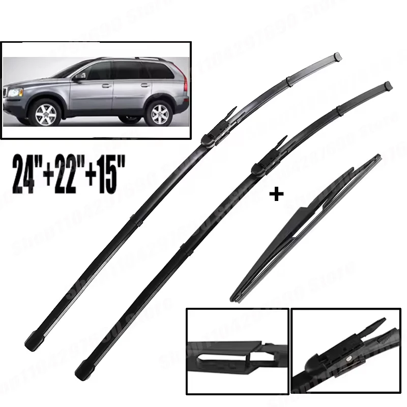 Wiper Front & Rear Wiper Blades Set For Volvo XC90 2004 - 2006 Windshield Windscreen Window Rain Brushes 24"+22"+15"
Wiper Front & Rear Wiper Blades Set For Volvo XC90 2004 - 2006 Windshield Windscreen Window Rain Brushes 24"+22"+15"
