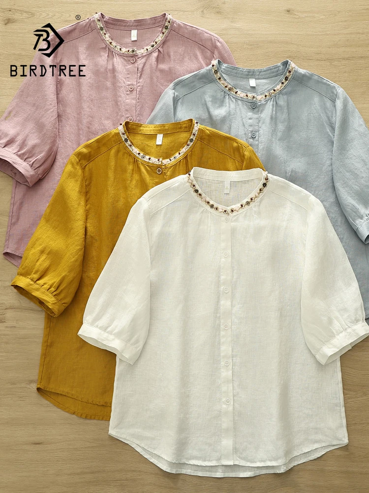 New 2026 Summer Women Linen Half Sleeve Shirt, Stand Beading Patchwork, Mori Girl Breathable Sweet Commute Loose Blouse T67181CC
New 2026 Summer Women Linen Half Sleeve Shirt, Stand Beading Patchwork, Mori Girl Breathable Sweet Commute Loose Blouse T67181CC