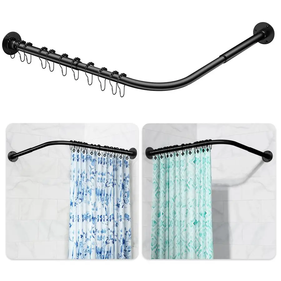 Shaped Shower Curtain Rod, 2453 x 2453 Adjustable Corner Shower Curtain Rod, No Sagging Black Corner Shower Rod with 12 Ring Hoo
Shaped Shower Curtain Rod, 2453 x 2453 Adjustable Corner Shower Curtain Rod, No Sagging Black Corner Shower Rod with 12 Ring Hoo