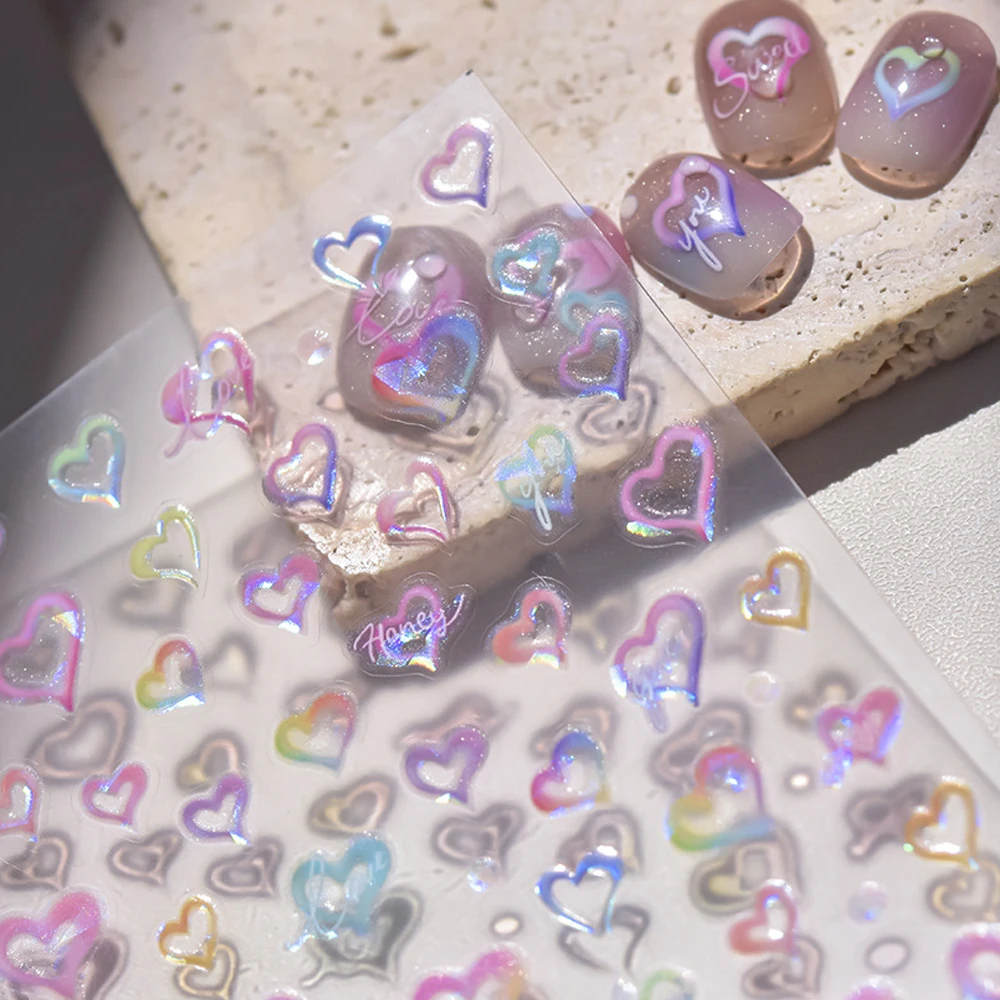 5D Fantasy Love Heart Nail Art Stickers Pastel Colorful Love Nail Art Shiny Glitter Heart Shaped Self Adhesive Manicure Decals
5D Fantasy Love Heart Nail Art Stickers Pastel Colorful Love Nail Art Shiny Glitter Heart Shaped Self Adhesive Manicure Decals