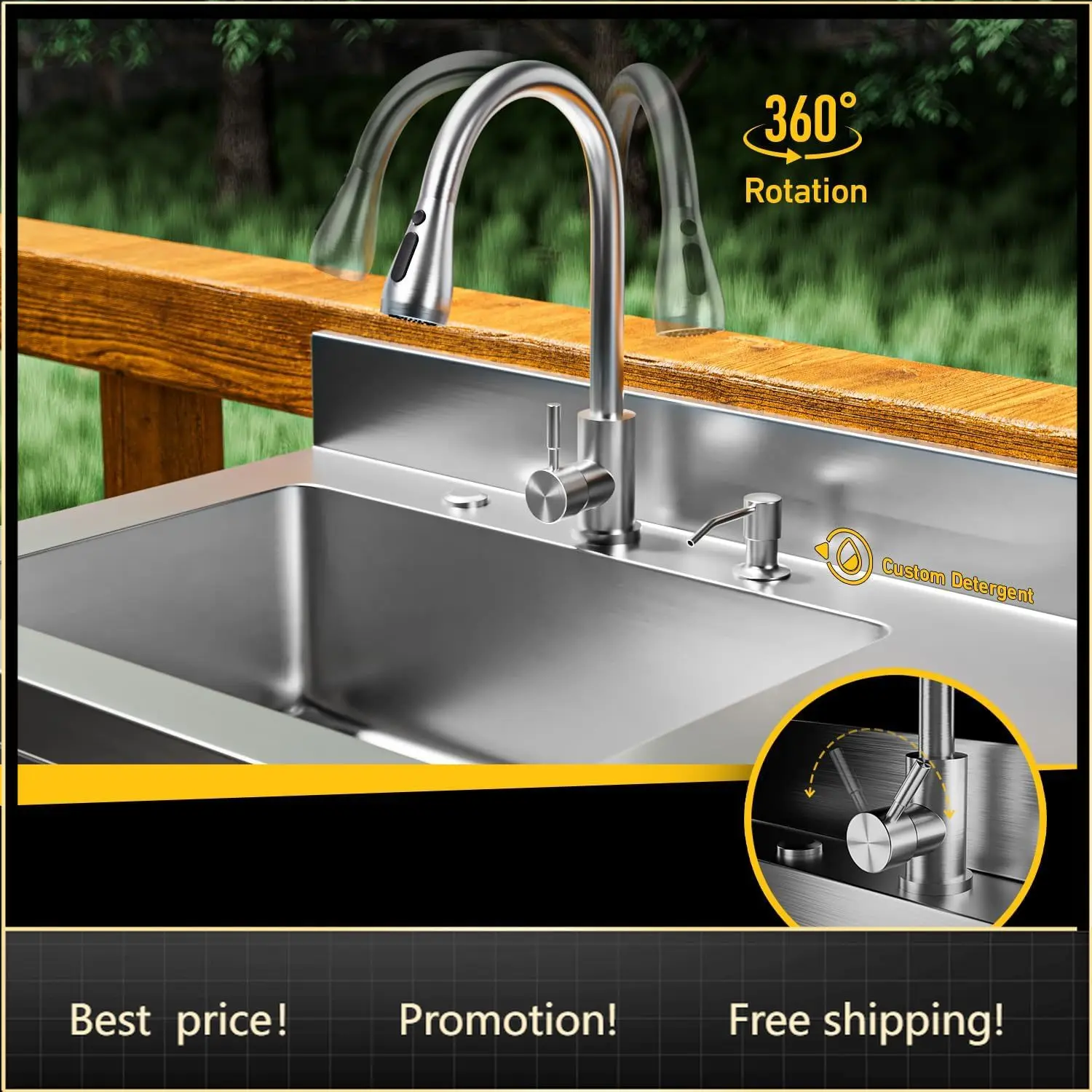 47-Inch Stainless Steel Utility Sink with Cabinet, Freestanding Laundry Sink with High-Arc Pull-Out Faucet & Drain Kit, Heavy-Du
47-Inch Stainless Steel Utility Sink with Cabinet, Freestanding Laundry Sink with High-Arc Pull-Out Faucet & Drain Kit, Heavy-Du