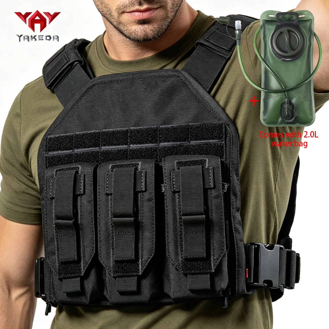 YAKEDA triple equipment bag MOLLE extended shoulder strap, adjustable side hunting vest+2.0L soft water bag large caliber
YAKEDA triple equipment bag MOLLE extended shoulder strap, adjustable side hunting vest+2.0L soft water bag large caliber