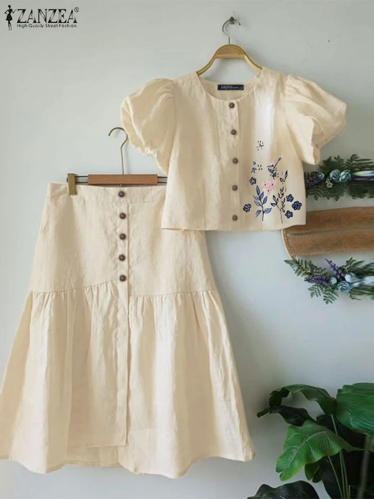 ZANZEA Casual Matching Sets Women Foral Printed Dress Sets Vintage Short Puff Sleeve Tops Suit Holiday Button Midi Skirt Outfits
ZANZEA Casual Matching Sets Women Foral Printed Dress Sets Vintage Short Puff Sleeve Tops Suit Holiday Button Midi Skirt Outfits
