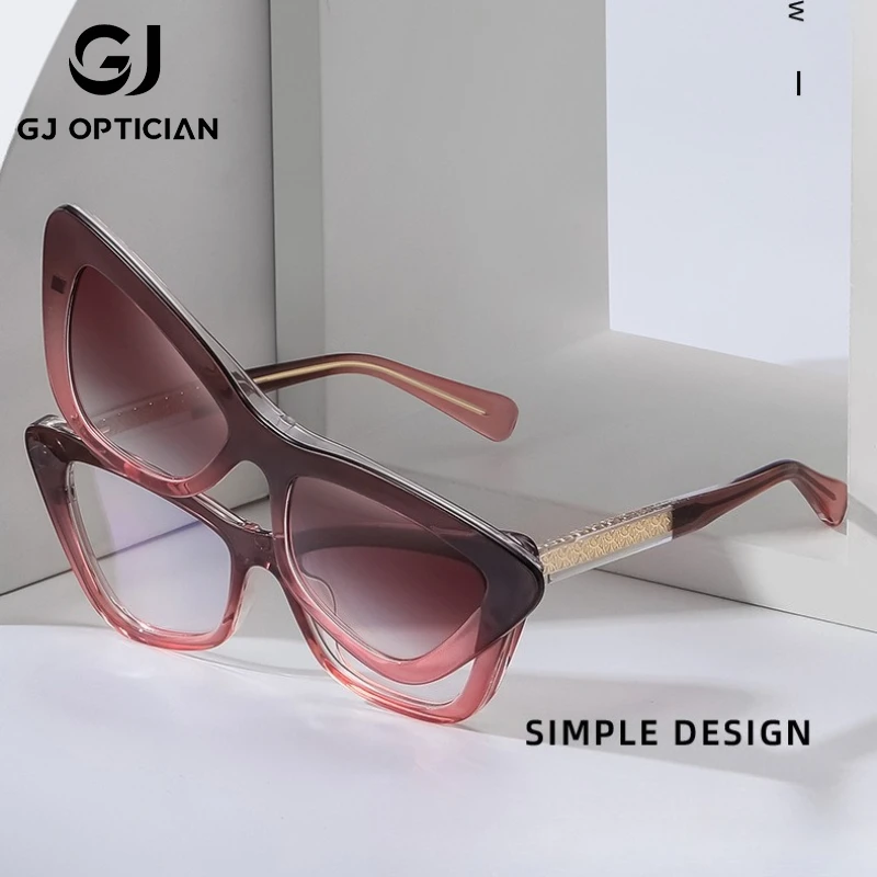 GJ OPTICIAN Fashion Cat Eye Set Quality Two Color Clip Polarized Sunglasses Light Luxury Women Anti Blue Light Myopia Glasses
GJ OPTICIAN Fashion Cat Eye Set Quality Two Color Clip Polarized Sunglasses Light Luxury Women Anti Blue Light Myopia Glasses
