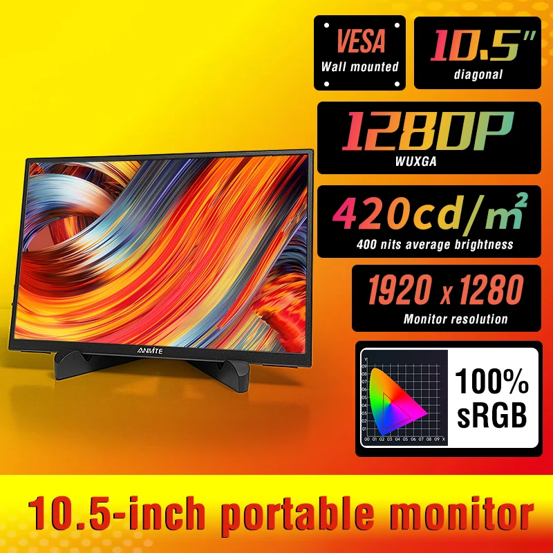 10,5-дюймовый портативный монитор 1280P HDR 15:10 с низким синим светом для XBox PS4/5 Switch, удлинение сотового телефона, ПК, Loptop
10,5-дюймовый портативный монитор 1280P HDR 15:10 с низким синим светом для XBox PS4/5 Switch, удлинение сотового телефона, ПК, Loptop