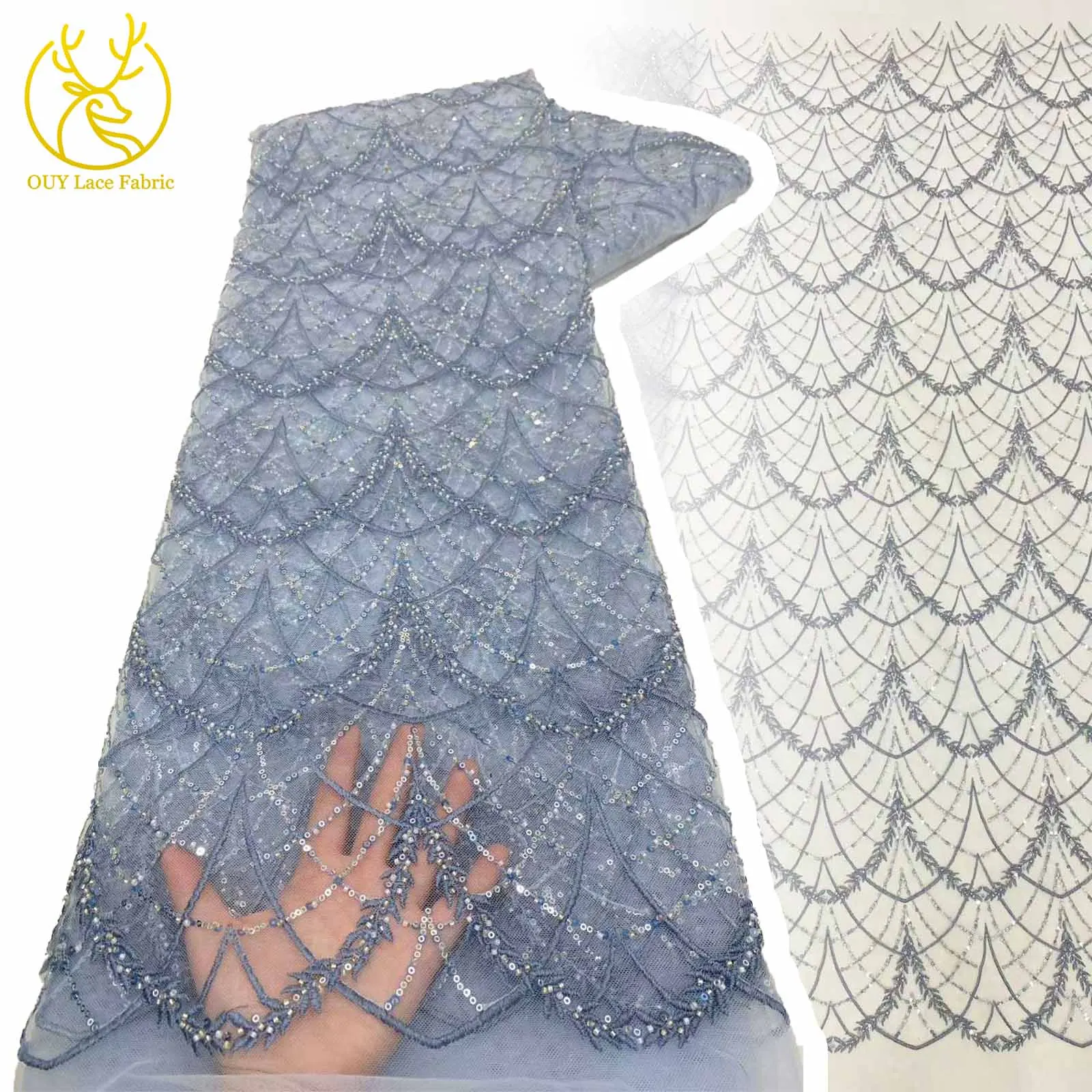Wholesale Royal Blue African Handmade Beaded Mesh Lace Fabric 2025 High-Quality French Embroidered Tulle Lace for Evening Gowns
Wholesale Royal Blue African Handmade Beaded Mesh Lace Fabric 2025 High-Quality French Embroidered Tulle Lace for Evening Gowns
