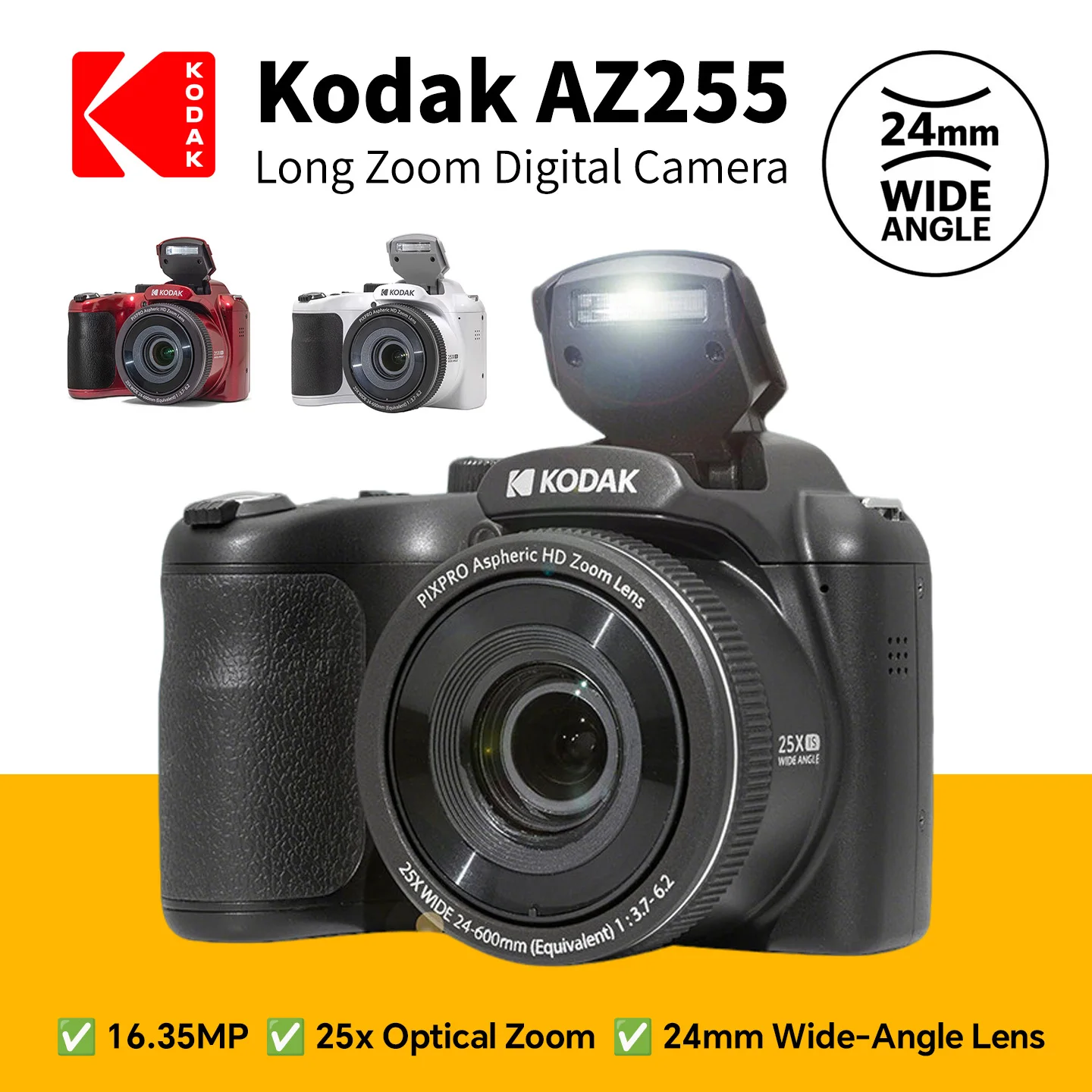 Цифровая камера KODAK PIXPRO AZ255, 16 МП, 25-кратный оптический зум, широкоугольный объектив 24 мм с OIS, видео 1080P FHD, 3-дюймовый LCD-экран, камера для видеоблогинга
Цифровая камера KODAK PIXPRO AZ255, 16 МП, 25-кратный оптический зум, широкоугольный объектив 24 мм с OIS, видео 1080P FHD, 3-дюймовый LCD-экран, камера для видеоблогинга