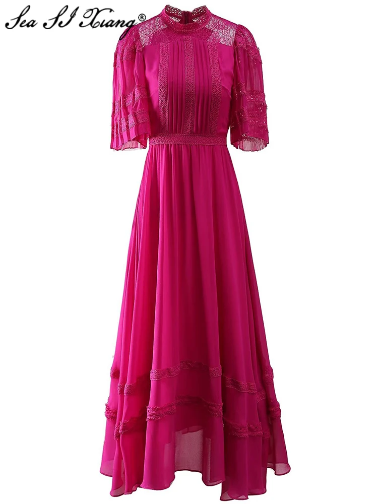 Seasixiang Fashion Designer Summer Long Dress Women's O-Neck Short Sleeve Lace Patchwork Vintage Dresses
Seasixiang Fashion Designer Summer Long Dress Women's O-Neck Short Sleeve Lace Patchwork Vintage Dresses
