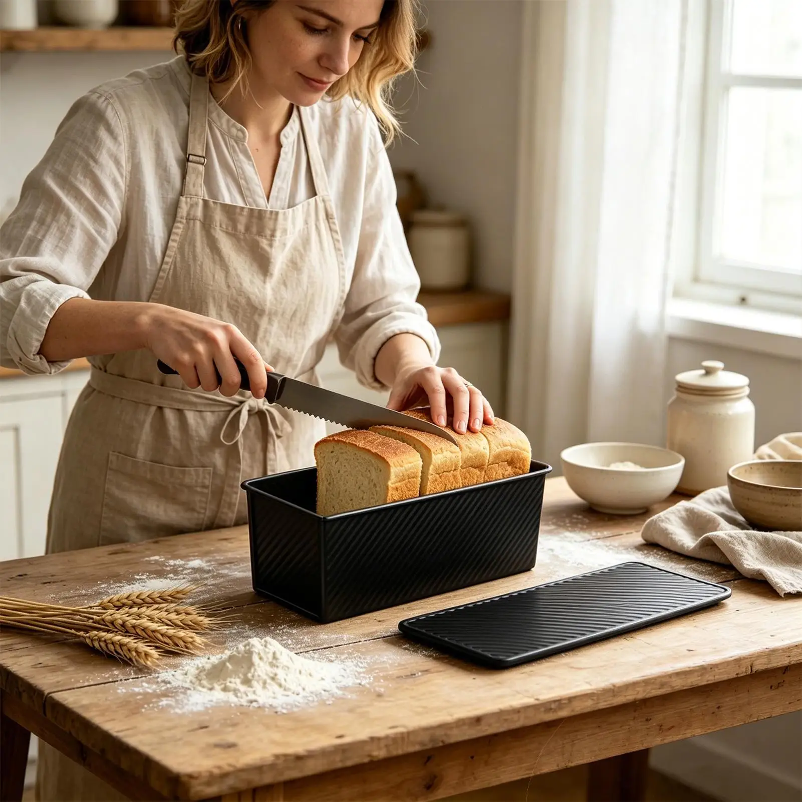 Loaf Pan With Lid Carbon Steel Easy Release Non-Stick Bakeware Homemade Bread Baking Mold For Home Kitchen Restaurant Bakery
Loaf Pan With Lid Carbon Steel Easy Release Non-Stick Bakeware Homemade Bread Baking Mold For Home Kitchen Restaurant Bakery