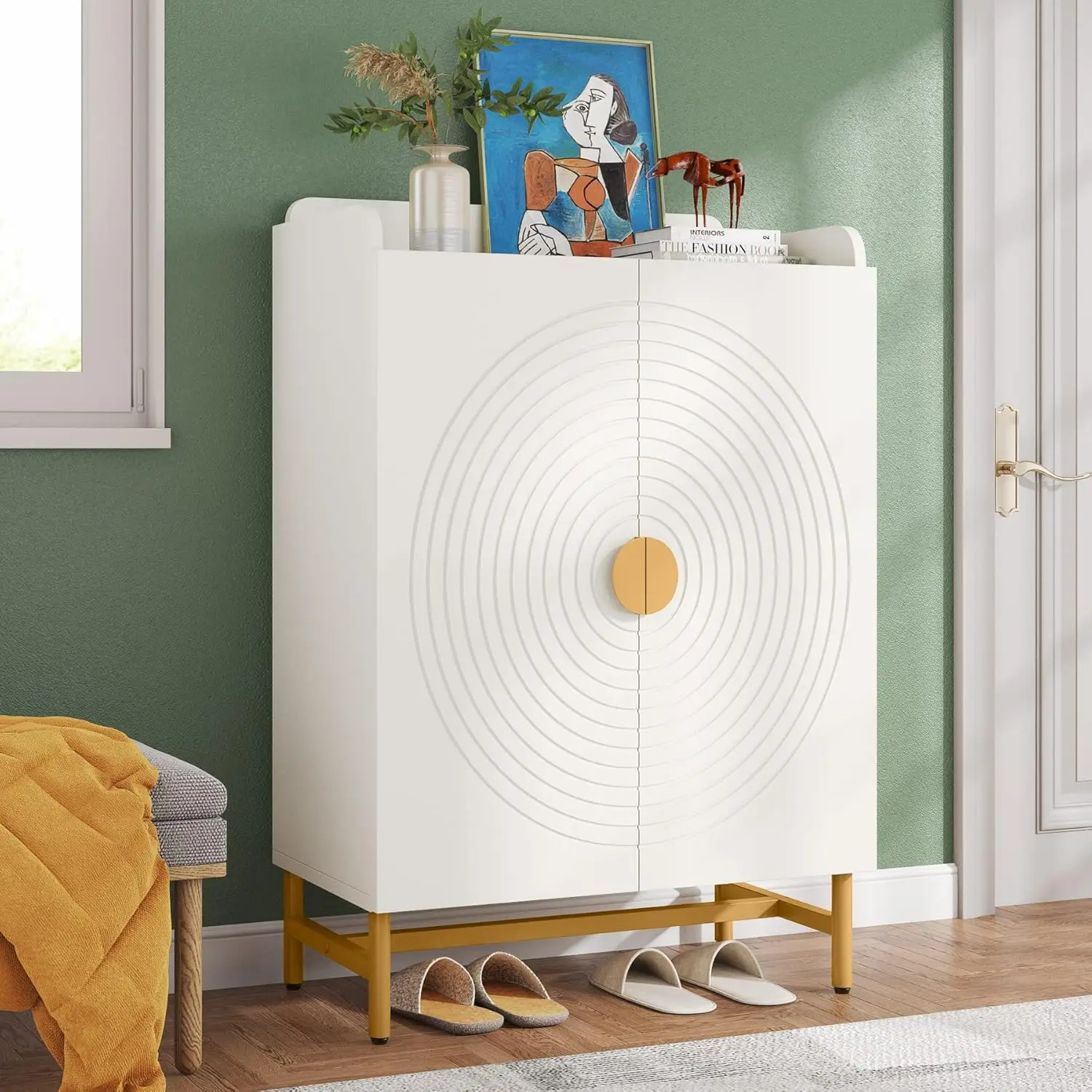 Narrow Shoe Cabinet with Doors and Adjustable Shelves White Wood Organizer Cabinet Space Saving Slim Shoe Cabinet for Entryway
Narrow Shoe Cabinet with Doors and Adjustable Shelves White Wood Organizer Cabinet Space Saving Slim Shoe Cabinet for Entryway