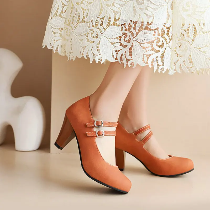 Vintage Orange White Double Buckle Strap Retro Ladies Pumps Office Lady Spike High Heels Womens Mary Janes Shoes Big Size 47 48
Vintage Orange White Double Buckle Strap Retro Ladies Pumps Office Lady Spike High Heels Womens Mary Janes Shoes Big Size 47 48