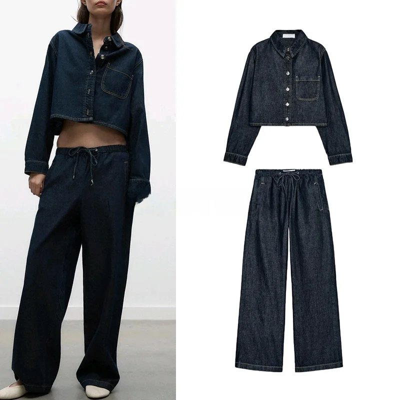 Comfortable High Waist Wide Leg Denim Jeans Cotton Long Sve ort irt Faion Set for Young Women Spring Season
Comfortable High Waist Wide Leg Denim Jeans Cotton Long Sve ort irt Faion Set for Young Women Spring Season