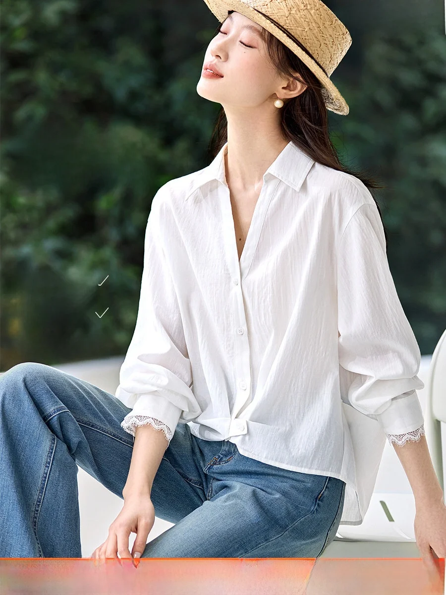 Mehaiyi Women's Lace Shirt V-neck Short Front Long Back Design Slimming Effect Spring 2026 New Style Polyester Blend Long Sleeve
Mehaiyi Women's Lace Shirt V-neck Short Front Long Back Design Slimming Effect Spring 2026 New Style Polyester Blend Long Sleeve
