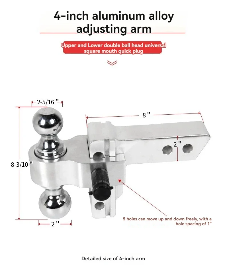 Full New Aluminum Alloy Square Mouth Adjustable Trailer Arm Decorative Car Hook Traction Double Ball Car Tractor Hook
Full New Aluminum Alloy Square Mouth Adjustable Trailer Arm Decorative Car Hook Traction Double Ball Car Tractor Hook