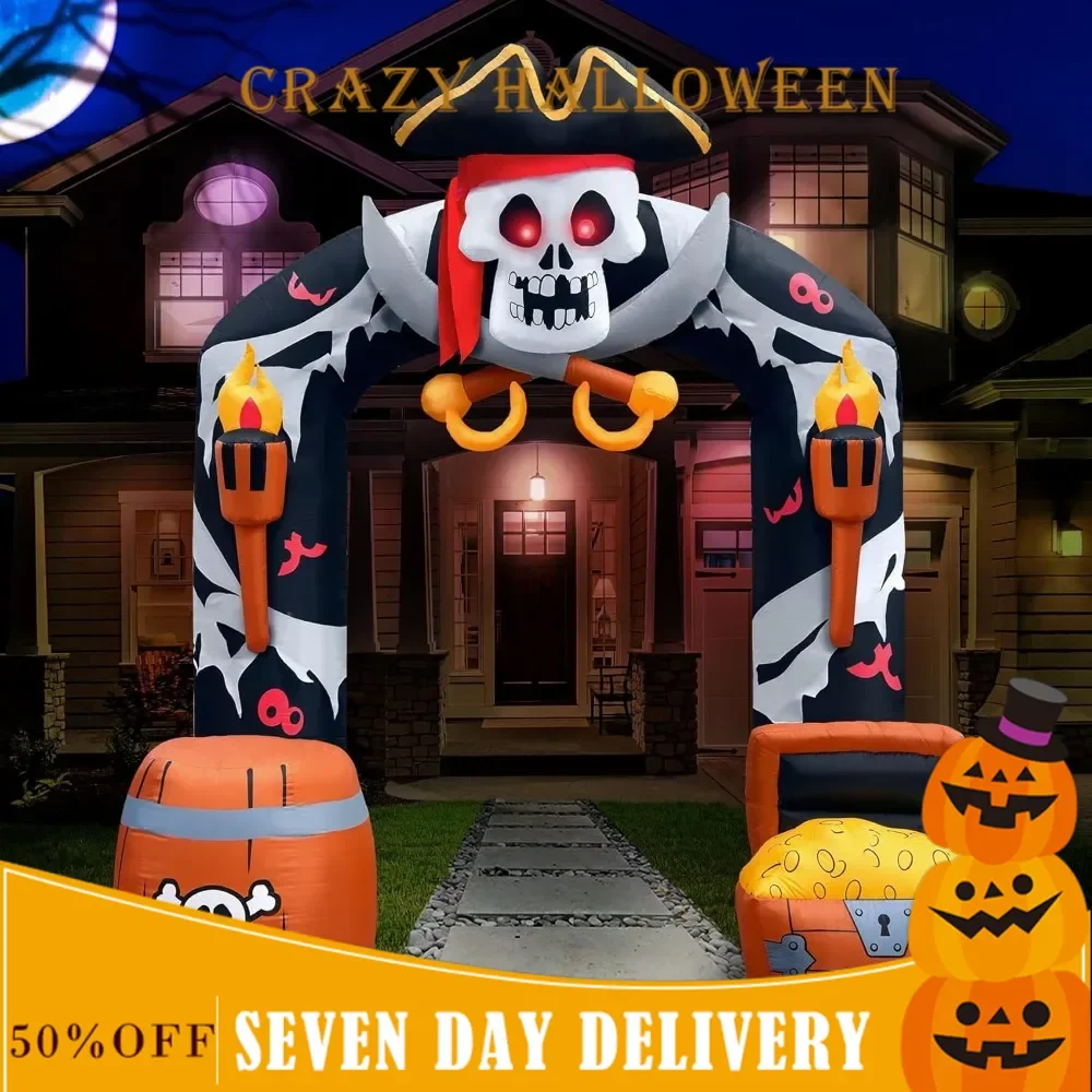 Halloween Inflatable 9.5-foot Pirate Arch with LED Inflatable Decoration, Outdoor Large Inflatable Decoration for Halloween
Halloween Inflatable 9.5-foot Pirate Arch with LED Inflatable Decoration, Outdoor Large Inflatable Decoration for Halloween