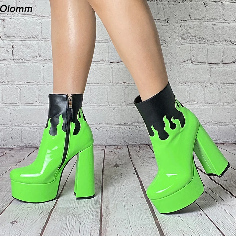 Olomm Hot Fashion Women Winter Ankle Boots Patent Side Zipper Hoof Heels Round Toe Gorgeous Green Blue Dress Shoes US Size 5-15
Olomm Hot Fashion Women Winter Ankle Boots Patent Side Zipper Hoof Heels Round Toe Gorgeous Green Blue Dress Shoes US Size 5-15