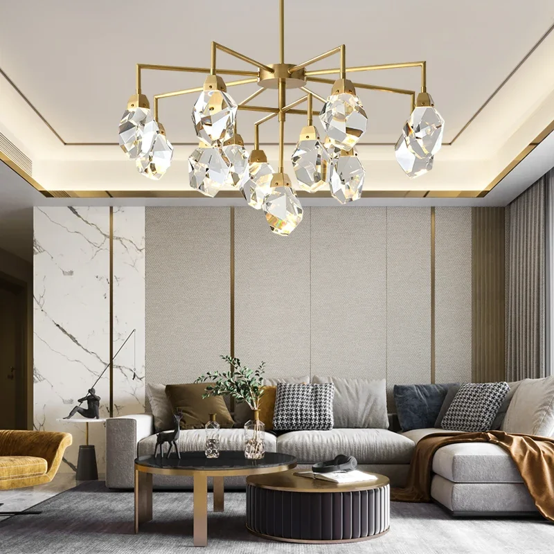 Postmodern living room lamp simple atmosphere full copper light luxury crystal large chandelier duplex building villa living
Postmodern living room lamp simple atmosphere full copper light luxury crystal large chandelier duplex building villa living