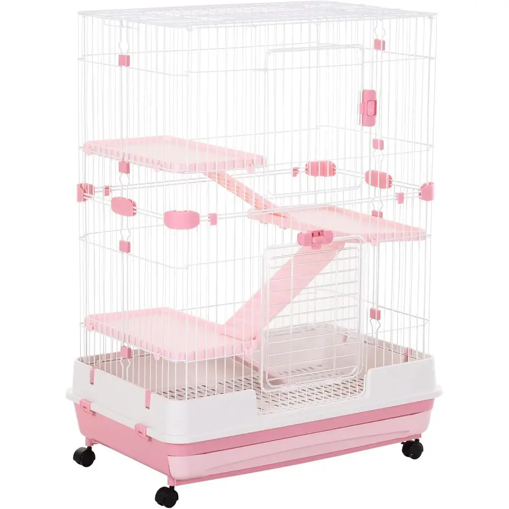 4-Tier Rabbit Hutch with Wheels, Removable Tray, Platform for Small Animals, Pink
4-Tier Rabbit Hutch with Wheels, Removable Tray, Platform for Small Animals, Pink