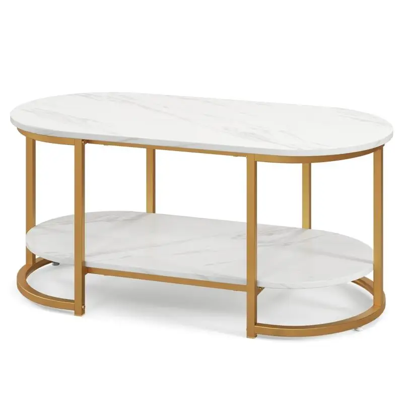 Marble Coffee Table with Open Storage Shelf-White
Marble Coffee Table with Open Storage Shelf-White