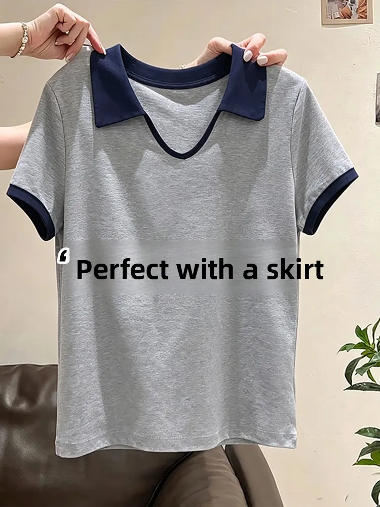 Retro Flip Collar Ice Silk Short Sleeve Knitted Shirt Women Summer Casual Age Reduction Versatile T Shirt Base Shirt
Retro Flip Collar Ice Silk Short Sleeve Knitted Shirt Women Summer Casual Age Reduction Versatile T Shirt Base Shirt