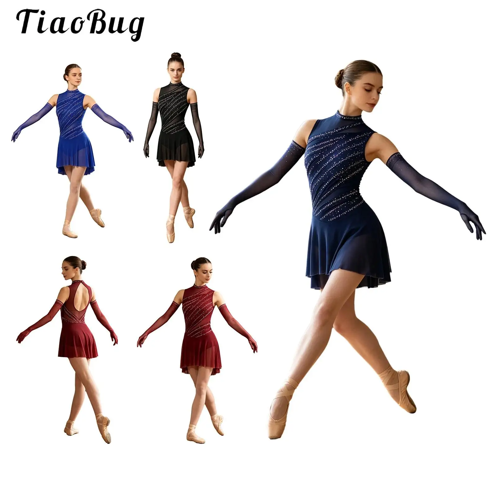 Women Sleeveless Lyrical Dance Dress Rhinestone Embellished Backless Latin Dress with Mesh Long Gloves
Women Sleeveless Lyrical Dance Dress Rhinestone Embellished Backless Latin Dress with Mesh Long Gloves