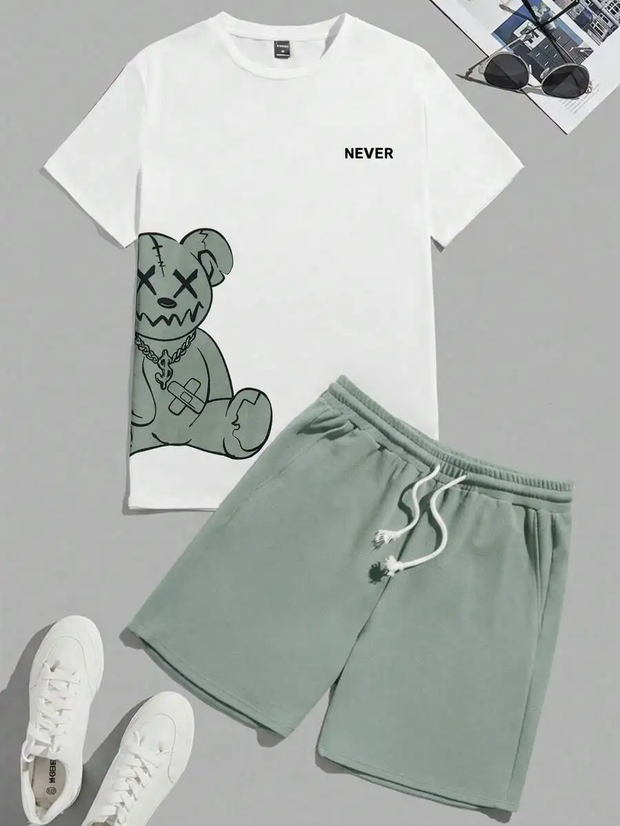 Manfinity VCAY 2pcs/Set Men's Cartoon Bear Print Short Sleeve T-Shirt And Shorts, Casual,Men's 2 Piece Short Set, Short Sleeve
Manfinity VCAY 2pcs/Set Men's Cartoon Bear Print Short Sleeve T-Shirt And Shorts, Casual,Men's 2 Piece Short Set, Short Sleeve
