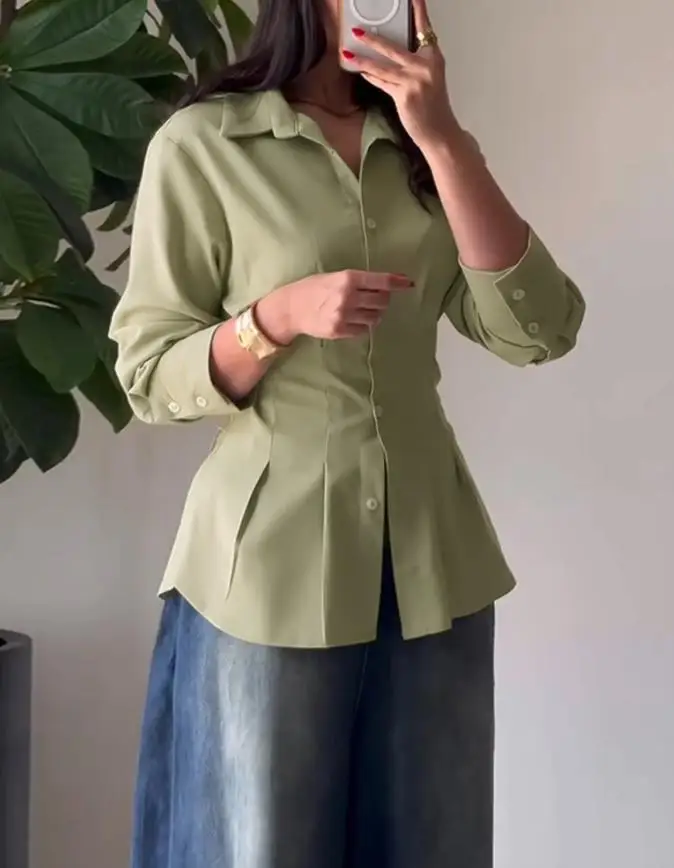 Осенняя рубашка на пуговицах с длинными рукавами и воротником, однотонная, завязка на талии сзади, завязка на талии, рубашка на пуговицах с длинными рукавами
Осенняя рубашка на пуговицах с длинными рукавами и воротником, однотонная, завязка на талии сзади, завязка на талии, рубашка на пуговицах с длинными рукавами