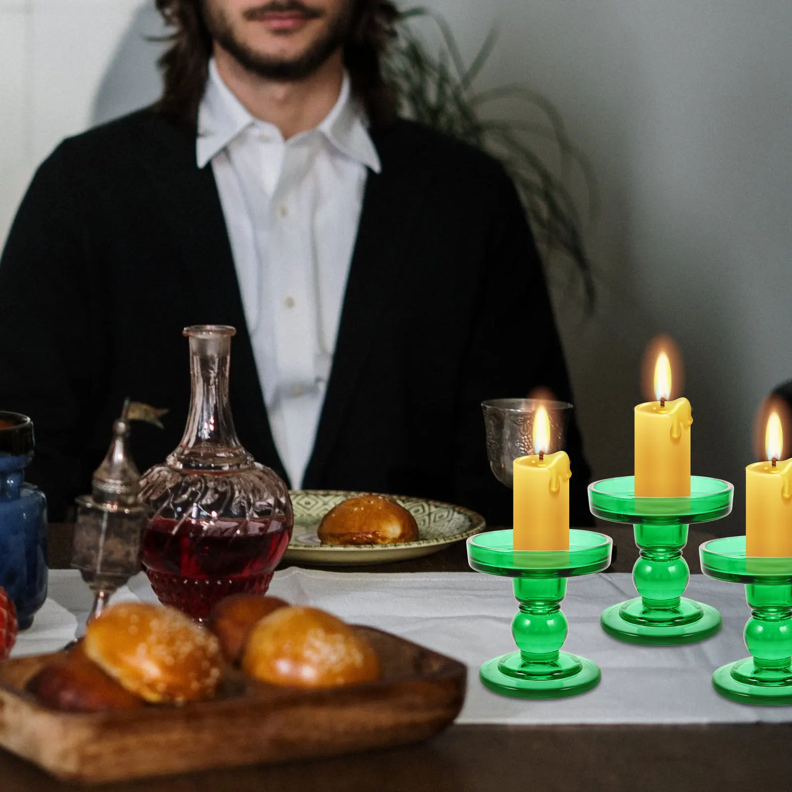 3Pcs Green Glass Holders Stylish Tall Holder for Living Room Decor Glass Tapered Candlestick Holder
3Pcs Green Glass Holders Stylish Tall Holder for Living Room Decor Glass Tapered Candlestick Holder