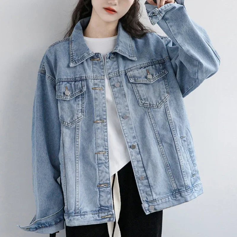 Vintage Women Jacket 2024 Autumn Winter Oversize Denim Jackets Washed Blue Jeans Coat Turn-down Collar Outwear Bomber Jacket
Vintage Women Jacket 2024 Autumn Winter Oversize Denim Jackets Washed Blue Jeans Coat Turn-down Collar Outwear Bomber Jacket