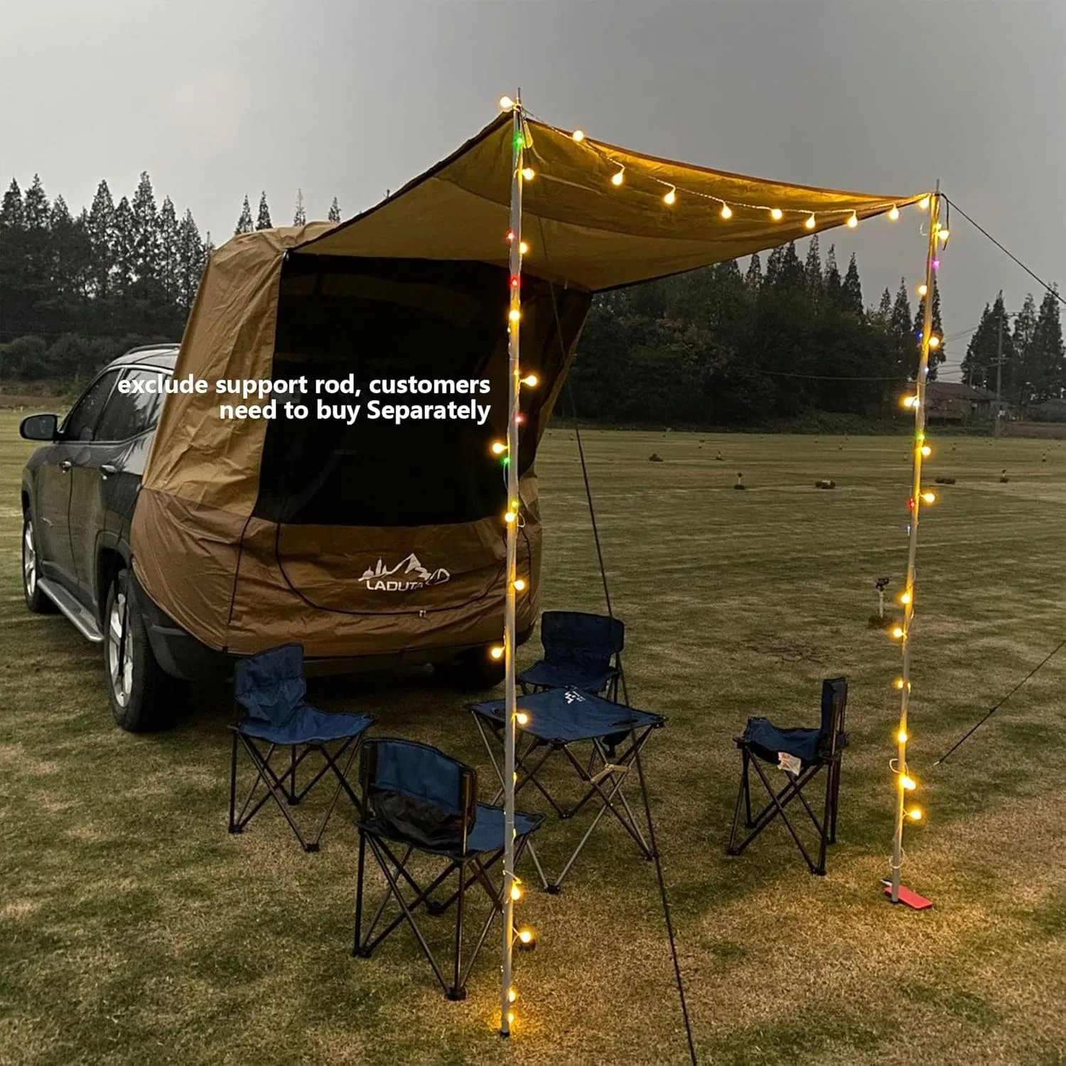 SUV Camping Tent, Car Tailgate Shade Awning, 90T Silver Coated Polyester/PU3000, Suitable For Boating
SUV Camping Tent, Car Tailgate Shade Awning, 90T Silver Coated Polyester/PU3000, Suitable For Boating
