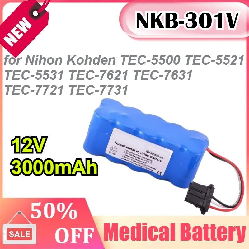 NKB-301V 12V 3000mAh for Nihon Kohden TEC-5500 TEC-5521 TEC-5531 TEC-7621 TEC-7631 TEC-7721 TEC-7731 Medical Battery
NKB-301V 12V 3000mAh for Nihon Kohden TEC-5500 TEC-5521 TEC-5531 TEC-7621 TEC-7631 TEC-7721 TEC-7731 Medical Battery