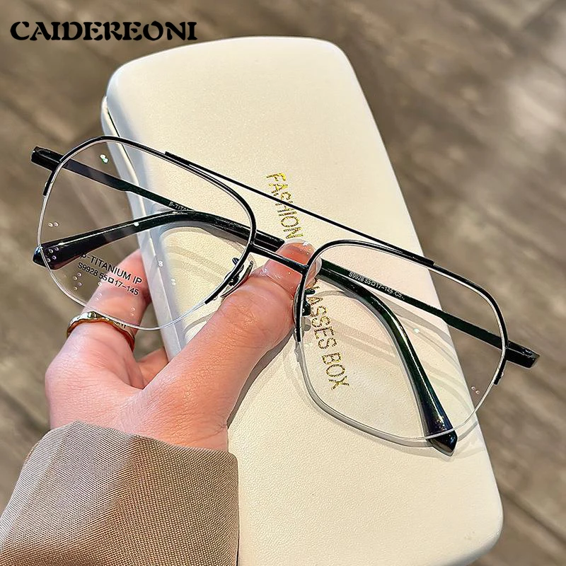 CAIDERONI Large Frame Men's Double Bridge Titanium Retro Half Frame Myopia Anti-blue Light Reading Glasses Customizable 9928
CAIDERONI Large Frame Men's Double Bridge Titanium Retro Half Frame Myopia Anti-blue Light Reading Glasses Customizable 9928