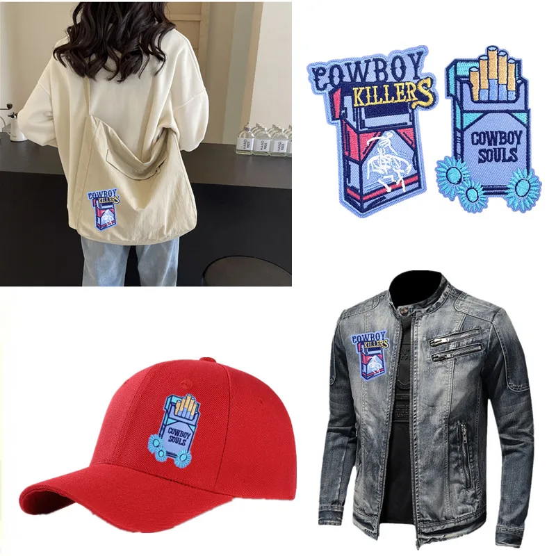 New Design Cowboys Cigarette Box Embroidered Iron On Patches for Clothing Jacket Hat Clothes Coats Jeans T-shirt Bag Socks Shoe 
New Design Cowboys Cigarette Box Embroidered Iron On Patches for Clothing Jacket Hat Clothes Coats Jeans T-shirt Bag Socks Shoe