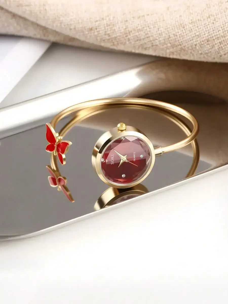 Elegant Womens Bracelet Watch With Butterfly Decor And Crystal Dial
Elegant Womens Bracelet Watch With Butterfly Decor And Crystal Dial