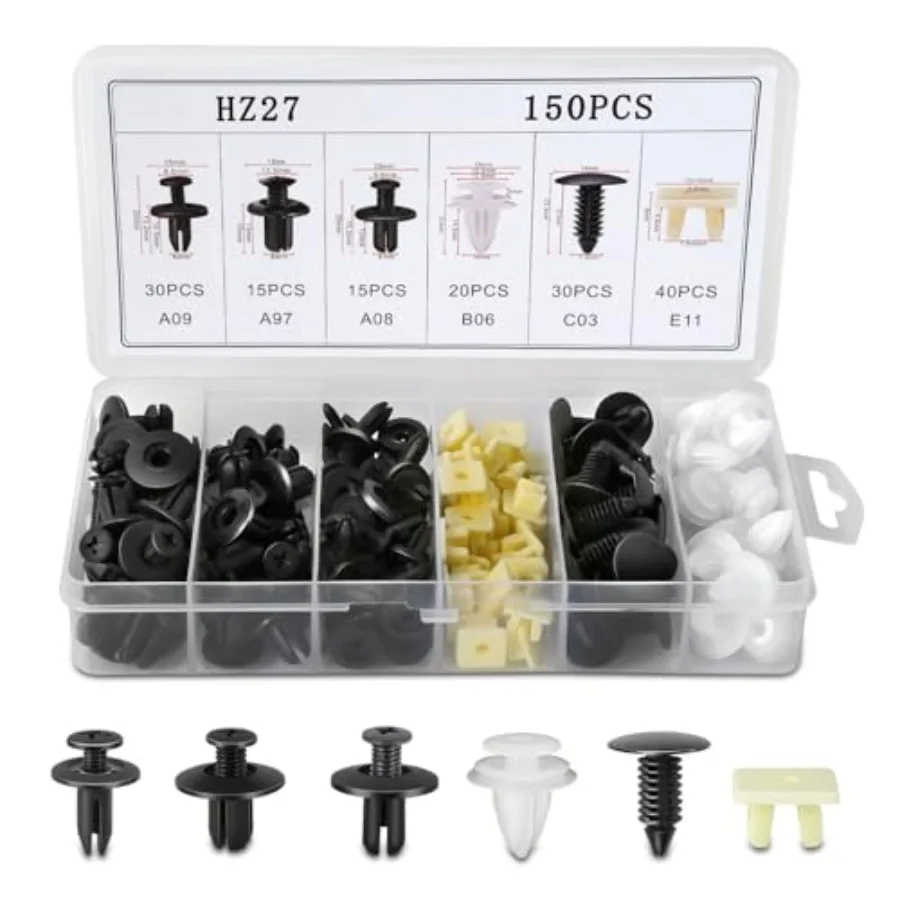 150pcs Bumper Retainer Clips, Bumper Fastener Rivet Clips Fasteners Push Retainer Kit Auto Push Pin Rivets Set Compatible with
150pcs Bumper Retainer Clips, Bumper Fastener Rivet Clips Fasteners Push Retainer Kit Auto Push Pin Rivets Set Compatible with