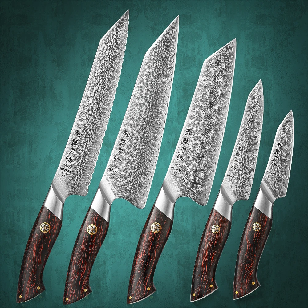 HEZHEN 1PC or 5PC Knife Set Chef Knife 73 Layers Damascus Steel Kitchen Knives Cooking Tools Powder Steel Core Cutlery
HEZHEN 1PC or 5PC Knife Set Chef Knife 73 Layers Damascus Steel Kitchen Knives Cooking Tools Powder Steel Core Cutlery