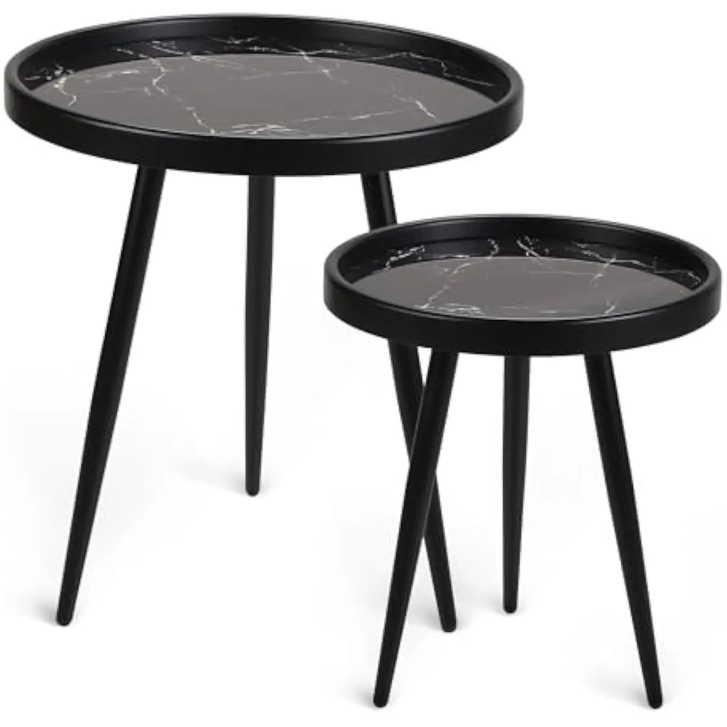 Round Side Table Set of 2,Black Marble Pattern Tray Shaped Small End Table,Circle Nightstand for Living Room, Bedroom and Any S
Round Side Table Set of 2,Black Marble Pattern Tray Shaped Small End Table,Circle Nightstand for Living Room, Bedroom and Any S