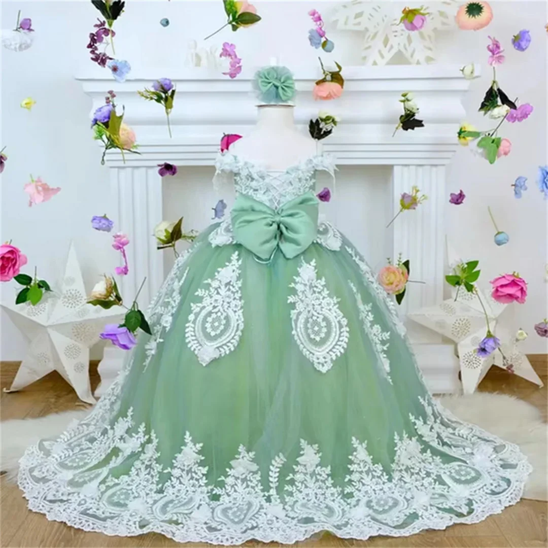 Customized Green Flower Girl Dresses For Wedding Appliques Floor Length With Bow Kids Birthday Party First Communion Ball Gown
Customized Green Flower Girl Dresses For Wedding Appliques Floor Length With Bow Kids Birthday Party First Communion Ball Gown