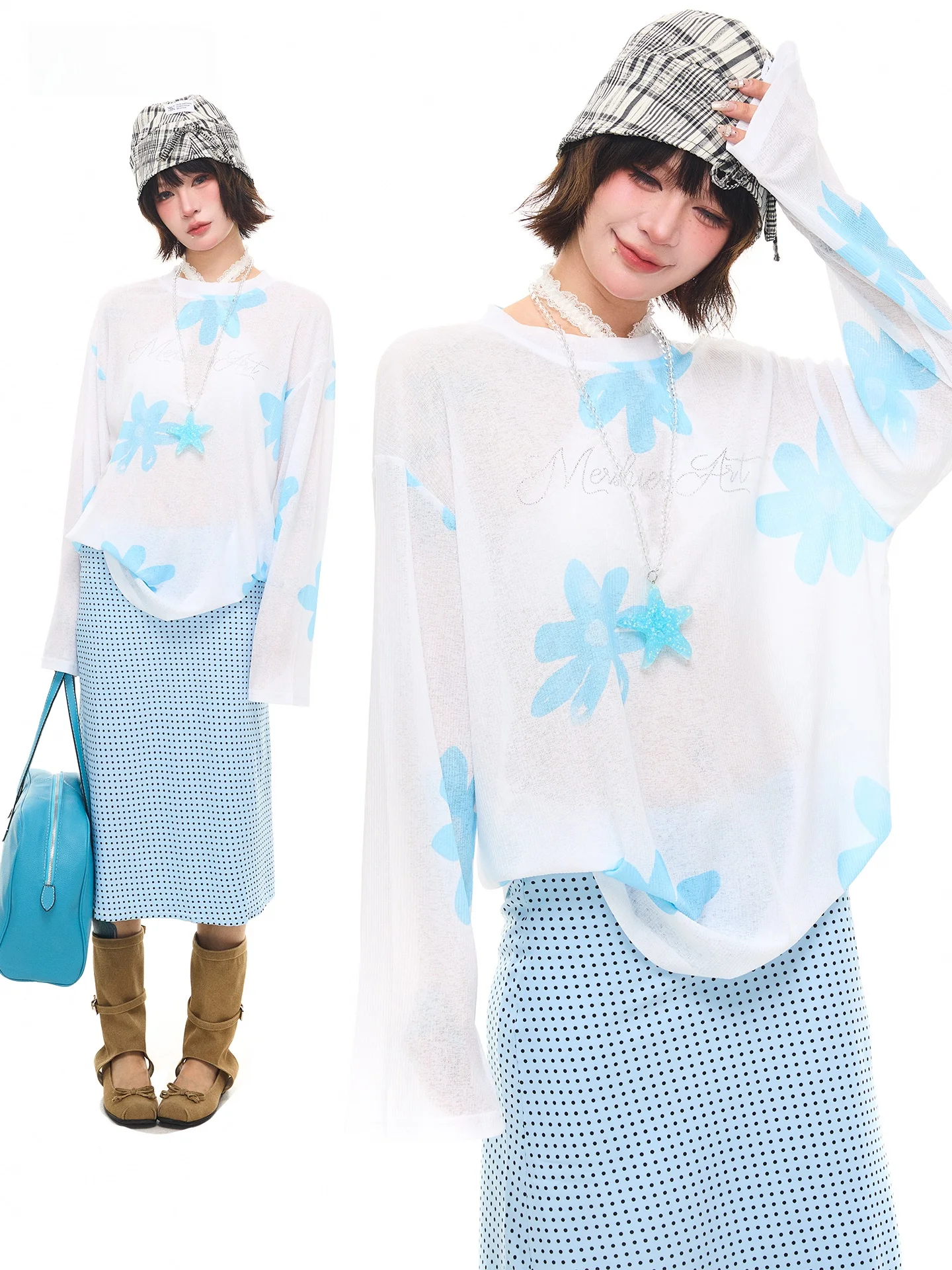 Sanowers Loose Long Sleeve T-Shirt Women's Summer Lightweight Printed Casual Style Sun Protection Top Cotton Polyester Material
Sanowers Loose Long Sleeve T-Shirt Women's Summer Lightweight Printed Casual Style Sun Protection Top Cotton Polyester Material
