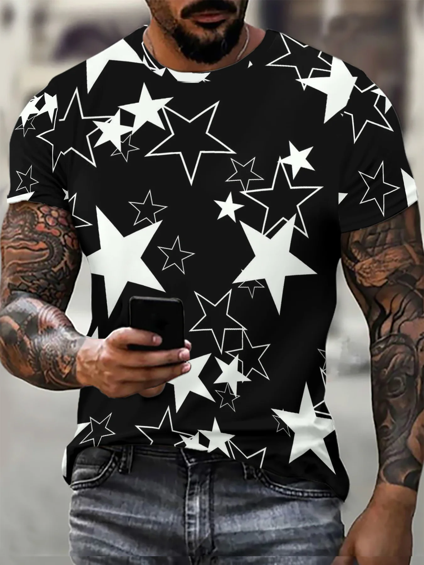 Fashion Contrast Color Star Star Graphic Pattern Men's T-shirt Summer Leisure O-neck Short Sleeve Tee Street Daily Quick Dry Top
Fashion Contrast Color Star Star Graphic Pattern Men's T-shirt Summer Leisure O-neck Short Sleeve Tee Street Daily Quick Dry Top