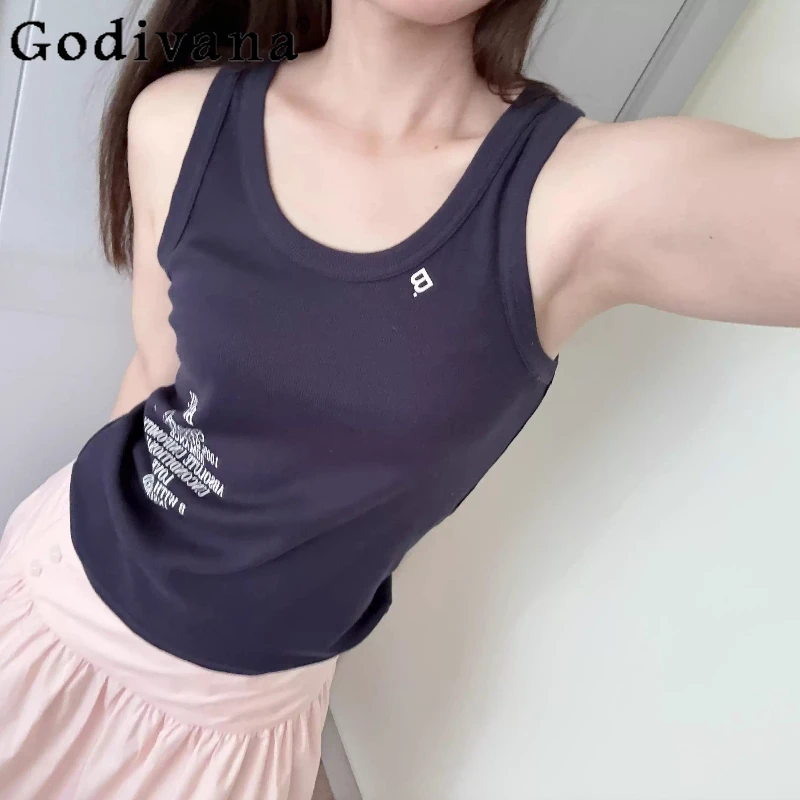 Japanese Style Fashion Sweet Pink Vest Summer New 2025 Girl's Slim Fit Sleeveless Tops Women's Daily Basic Navy Blue Camis
Japanese Style Fashion Sweet Pink Vest Summer New 2025 Girl's Slim Fit Sleeveless Tops Women's Daily Basic Navy Blue Camis