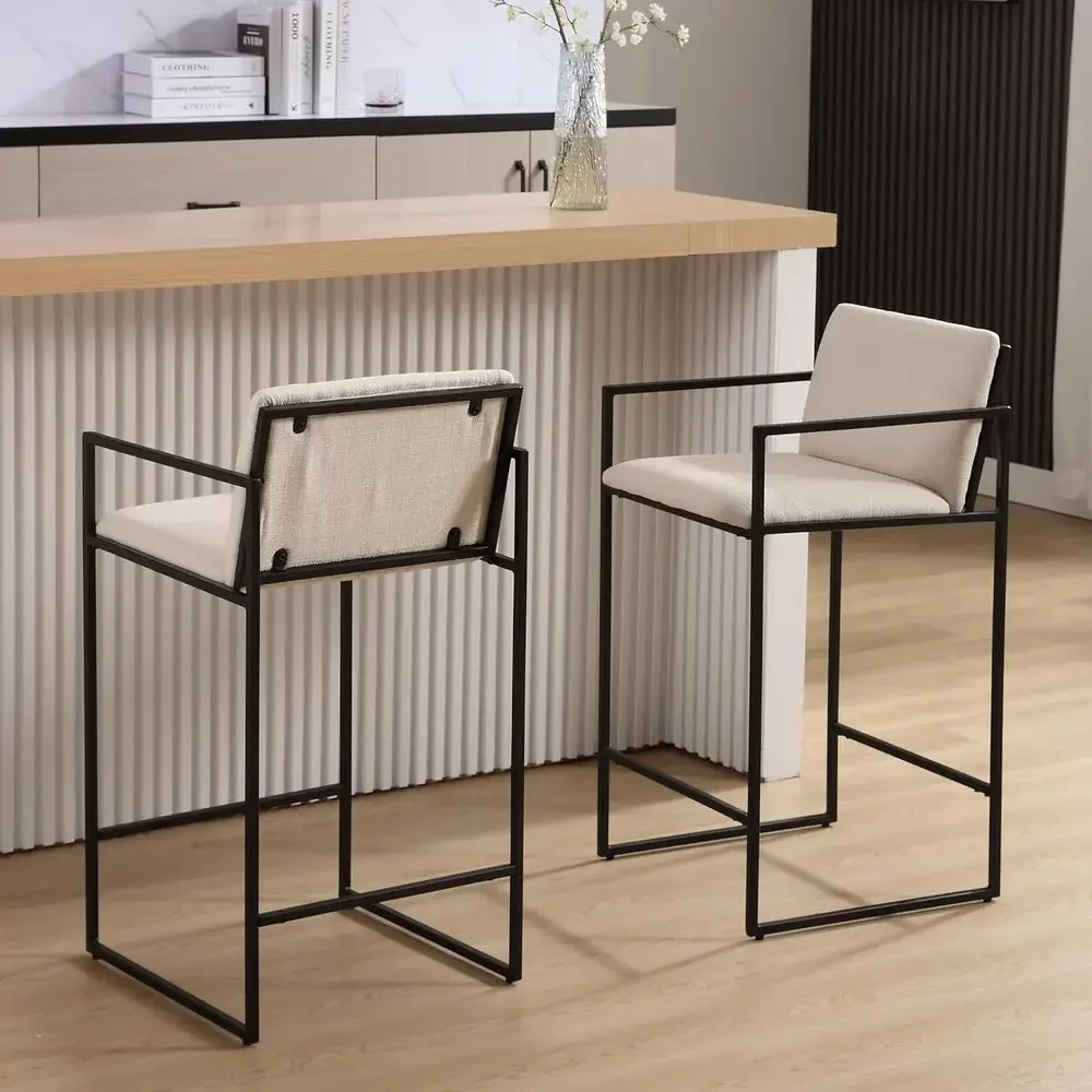 Set of 2 Cream Linen Upholstered Counter Height Bar Stools with Backs for Kitchen Counter
Set of 2 Cream Linen Upholstered Counter Height Bar Stools with Backs for Kitchen Counter