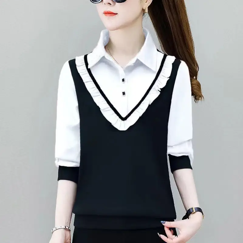 New Large Size Women's Clothes Spring and Autumn Fat Sister Senior Sense Fake Two-piece Shirt and Two-piece Set of Leggings D389
New Large Size Women's Clothes Spring and Autumn Fat Sister Senior Sense Fake Two-piece Shirt and Two-piece Set of Leggings D389
