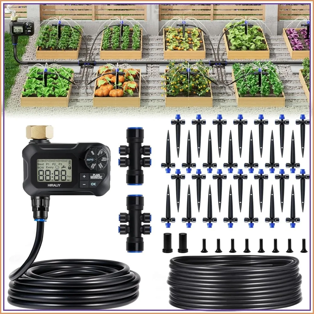 100FT Drip Irrigation Kit with Timer, Quick-Connect System for Raised Beds, Lawn & Greenhouse
100FT Drip Irrigation Kit with Timer, Quick-Connect System for Raised Beds, Lawn & Greenhouse