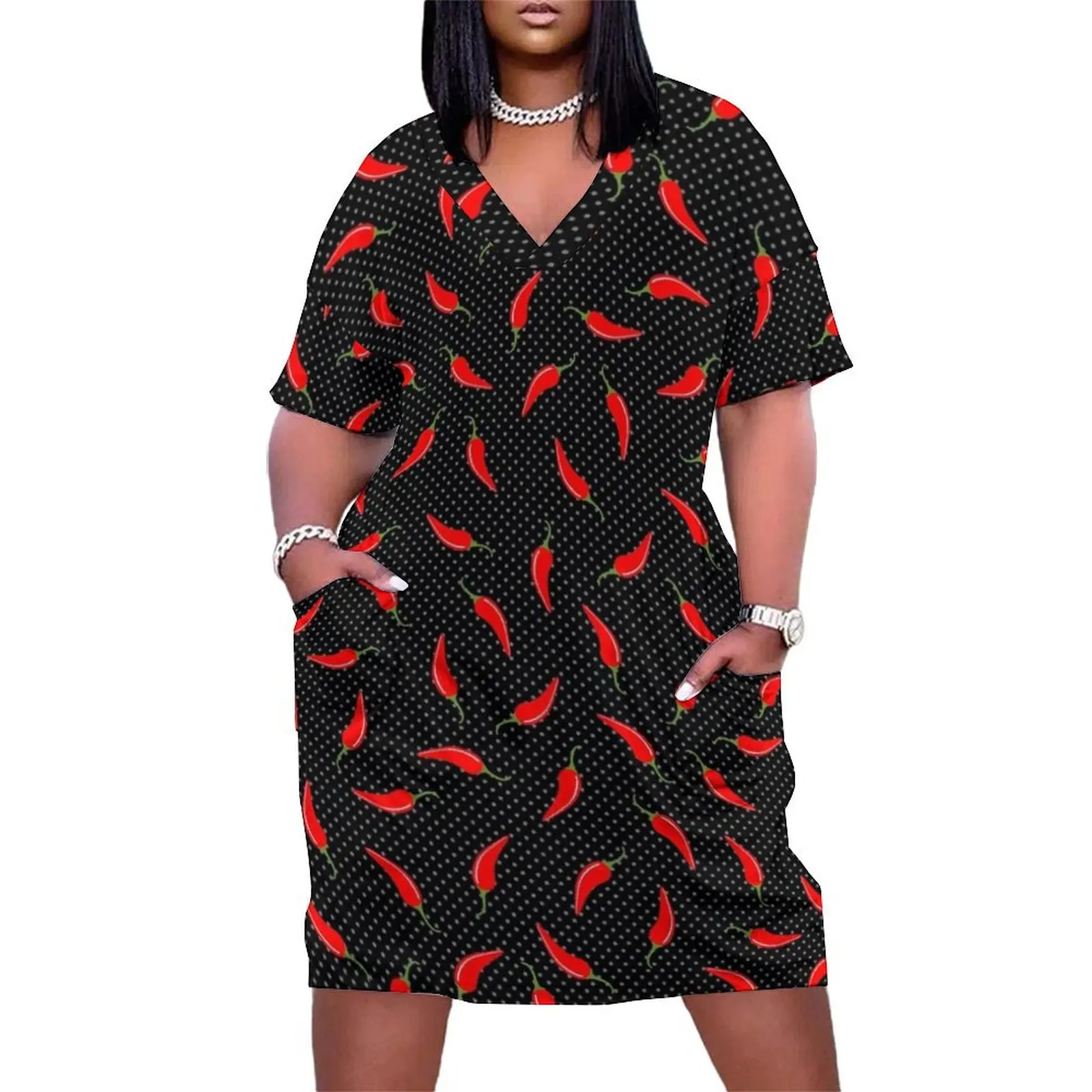 Dark Red Pepper and Dots Loose Pocket Dress ladies dresses for special occasion Long dress
Dark Red Pepper and Dots Loose Pocket Dress ladies dresses for special occasion Long dress