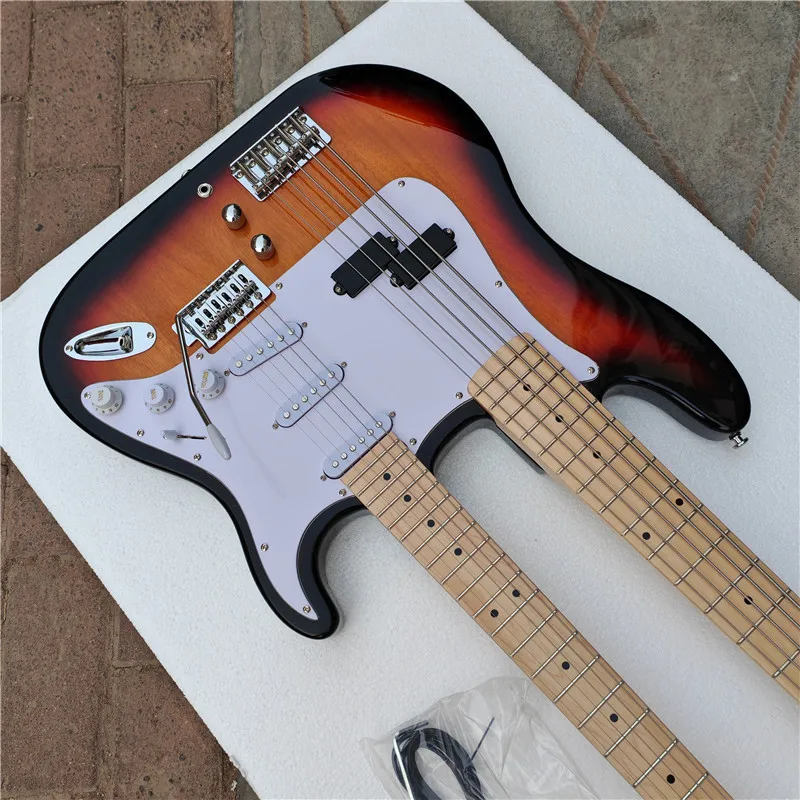 Sunburst Double Neck Electric Guitar,5 Strings Bass&6 Strings Guitar with maple fingerboard BJ501
Sunburst Double Neck Electric Guitar,5 Strings Bass&6 Strings Guitar with maple fingerboard BJ501