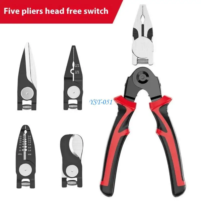 E15A Professional Ergonomic 5 Replaceable Tip Pliers Wire Stripping Crimping Cutting
E15A Professional Ergonomic 5 Replaceable Tip Pliers Wire Stripping Crimping Cutting