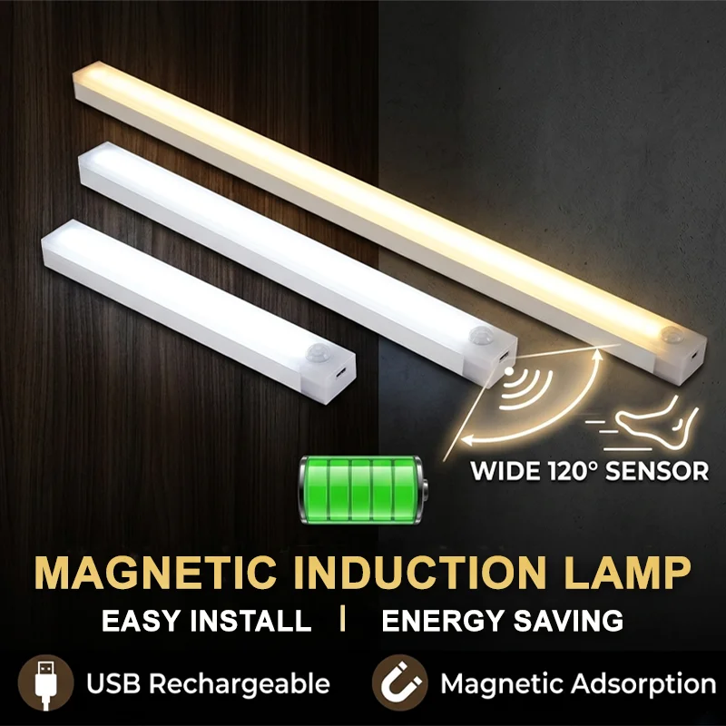 Rechargeable LED Bar Light Motion Sensor Induction Night Light Portable Cordless Magnetic Cabinet Lamp for Aisle Kitchen Bedside
Rechargeable LED Bar Light Motion Sensor Induction Night Light Portable Cordless Magnetic Cabinet Lamp for Aisle Kitchen Bedside
