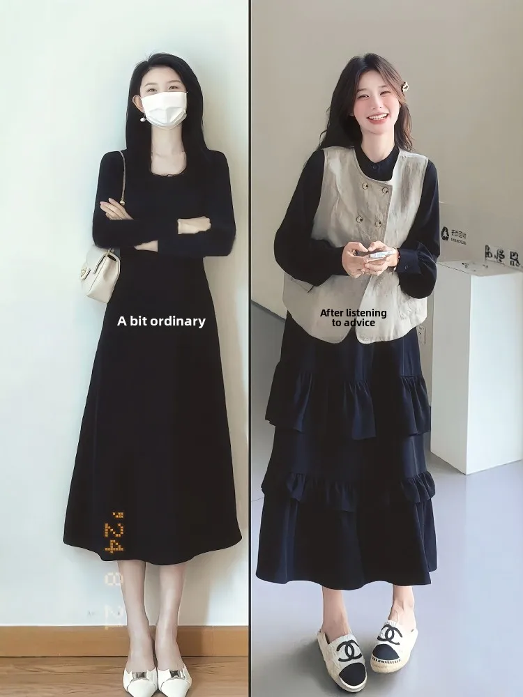 plus Size Spring Faion Set Korean Sle Vest Coat Dr Two-Piece Ensemble High Waist Pure Color Button round Ne Long Sve
plus Size Spring Faion Set Korean Sle Vest Coat Dr Two-Piece Ensemble High Waist Pure Color Button round Ne Long Sve